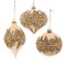 KSA Pack of 6 Glass Gold Jeweled Ball Onion and Kismet Christmas Ornaments